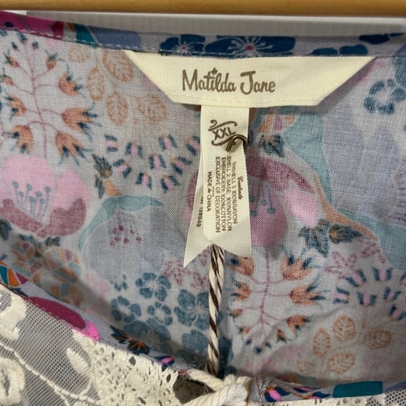 Matilda Jane NWT Women’s XXL Floral Sheer Lace Tassel Tie Tunic  Bohemian LS - Picture 2 of 7